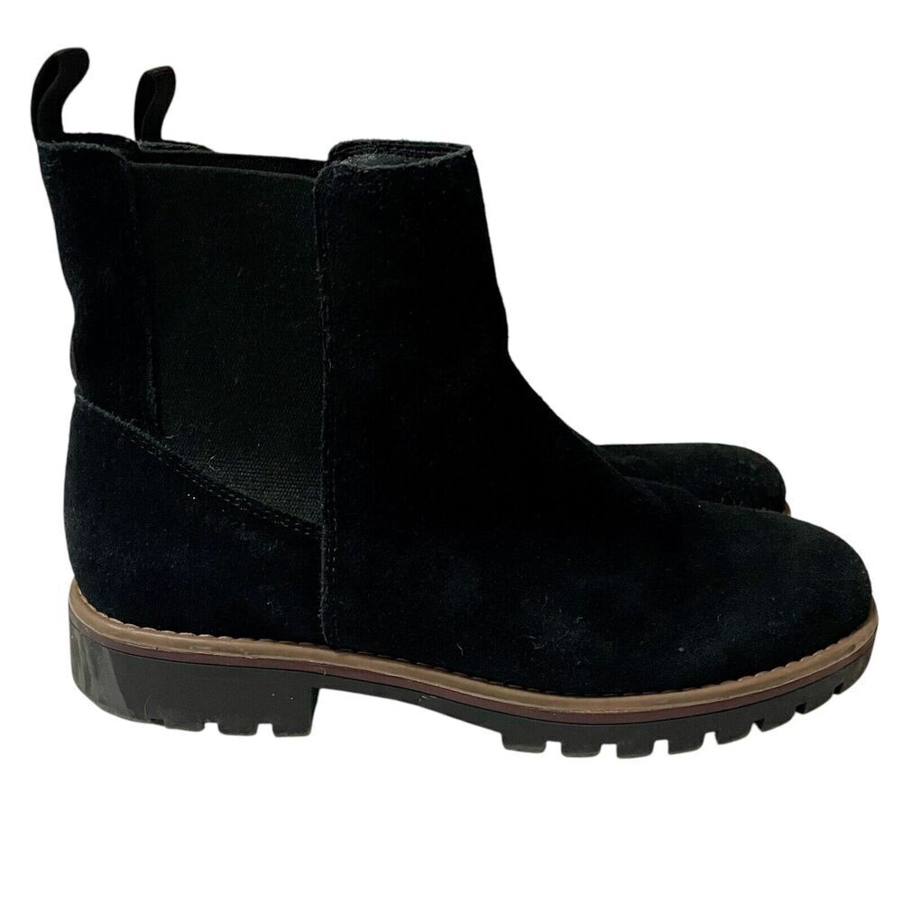 Crown Vintage Tipryn Chelsea Ankle Boot Womens Sz 7 Black Chunky Heel Le…